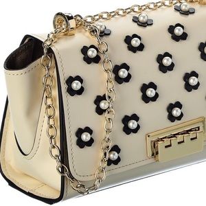 SOLD! Zac Posen Eartha Mini Chain Leather Shoulder Handbag in bone/black